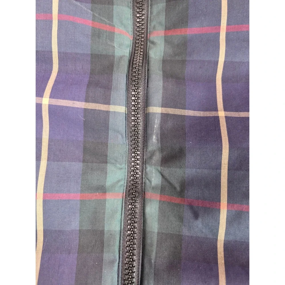 Eddie Bauer Puffer Vest Mens XL Black Plaid Reversible Quilted Full Zip Gilet